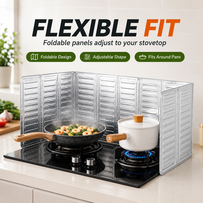 Foldable aluminum foil splatter shield - add a protective barrier to your cooking area!
