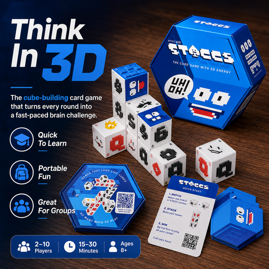 STACCS The Card Game with 3D Energy | Fast-Paced Stacking Strategy Party Game for Family & Adults Ages 8+
