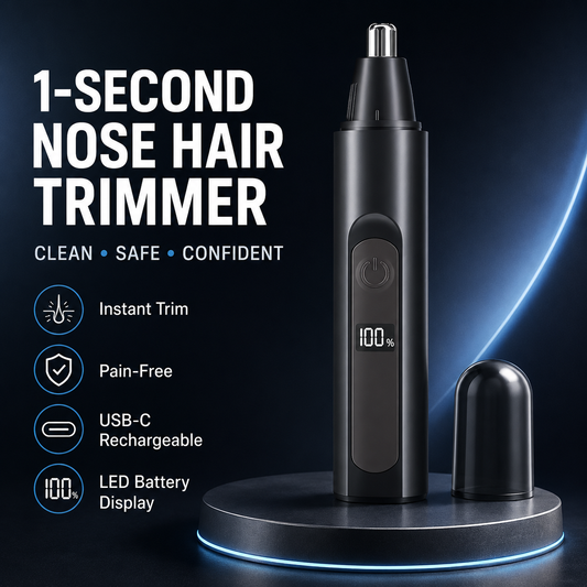 Professional Electric Nose Hair Trimmer with LED Display Painless Ear, Eyebrow & Facial Hair Remover for Men & Women