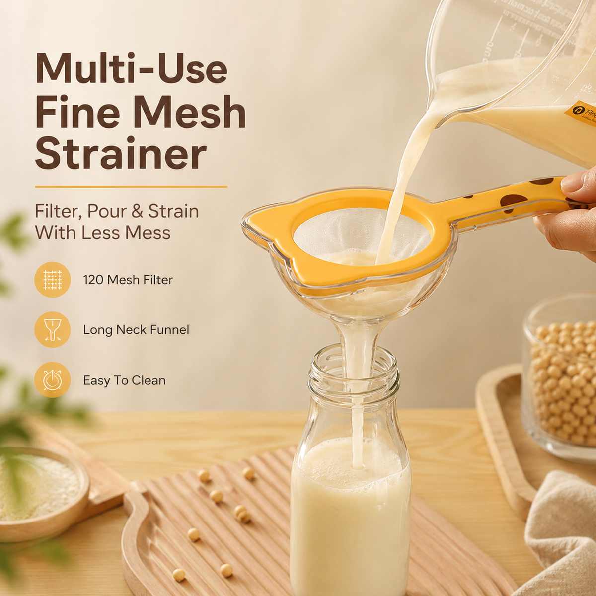 🐱 Cat Ear Fine Mesh Strainer – Multi-Purpose Kitchen Filter for Coffee, Tea & Flour