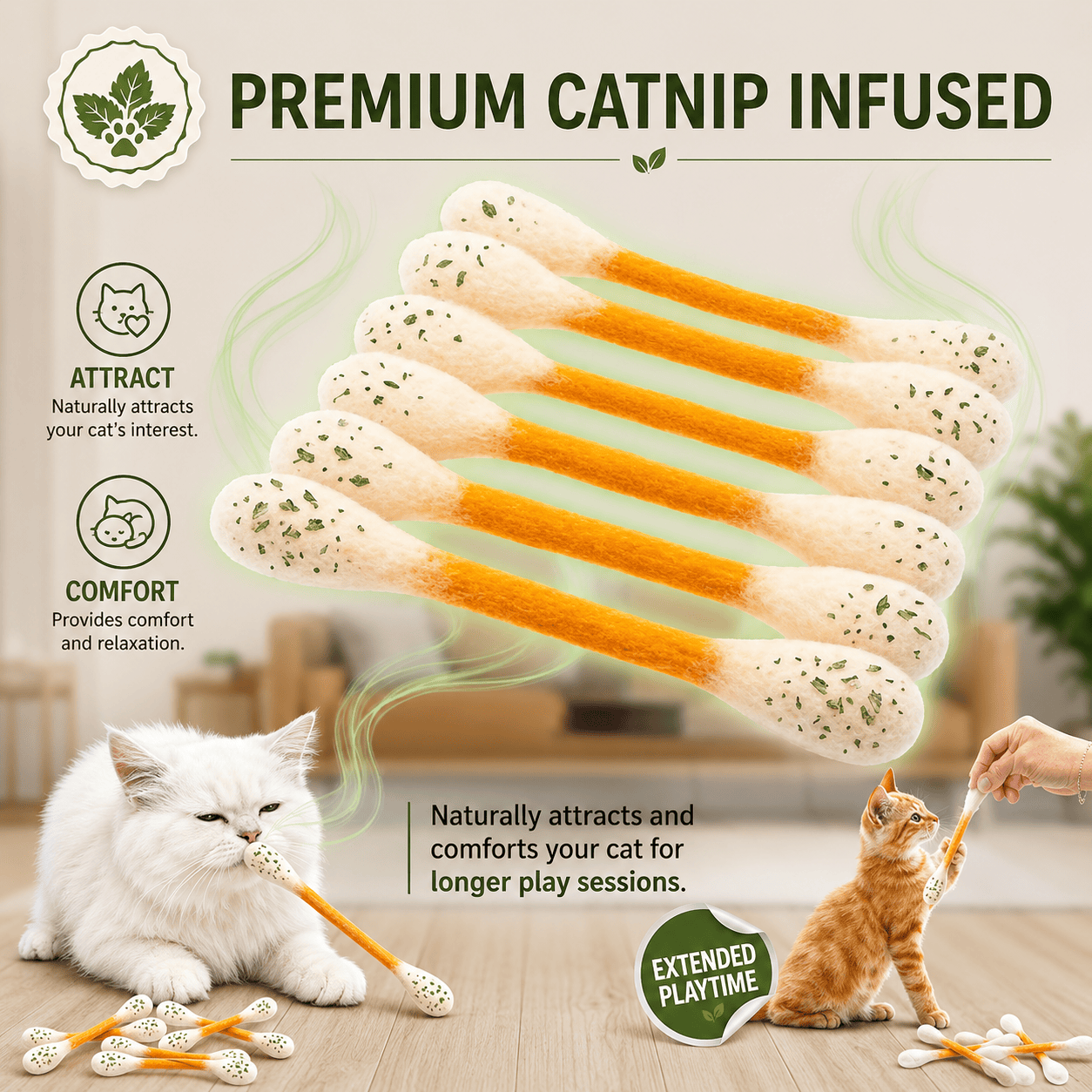 Cotton Catnip Swab Toys