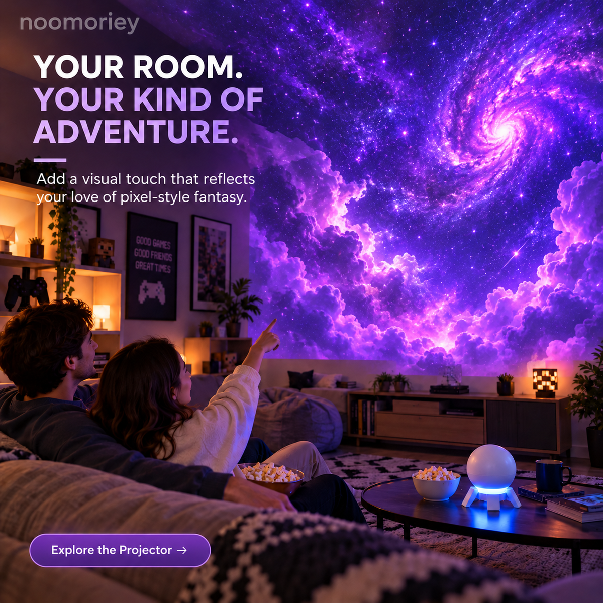 Pixel Fantasy Scene Projector Ambient Decor for Gaming Rooms