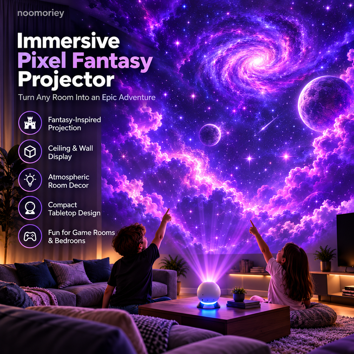 Pixel Fantasy Scene Projector Ambient Decor for Gaming Rooms