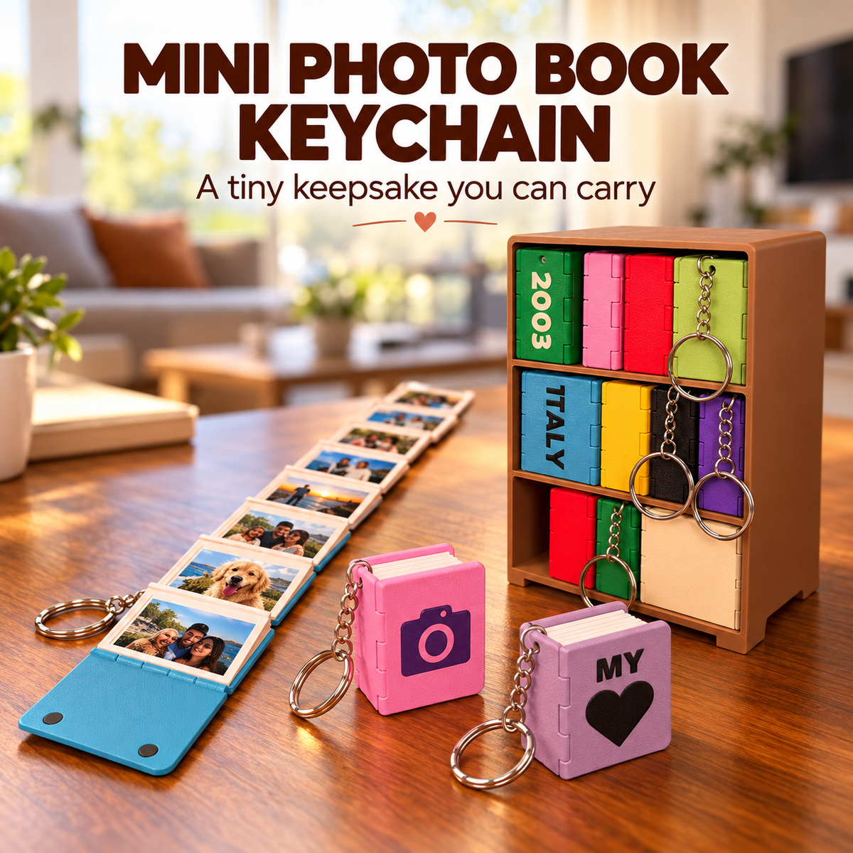 Personalized Mini Photo Book | Custom Memory Keepsake & Keychain