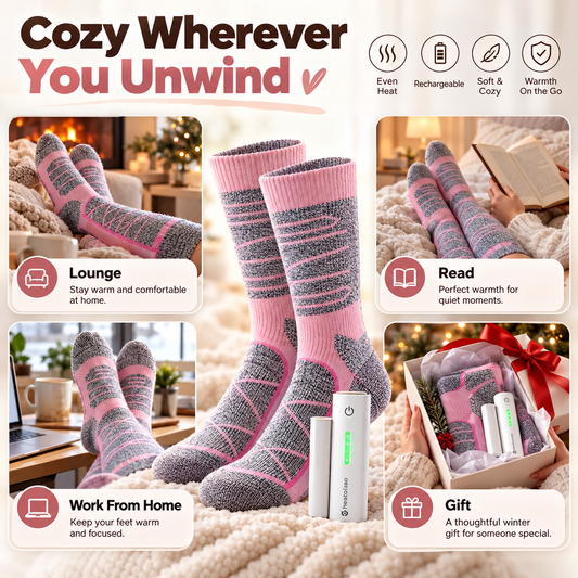 Rechargeable Heated Knee-High Socks Cozy Warmth for Cold Winter Days