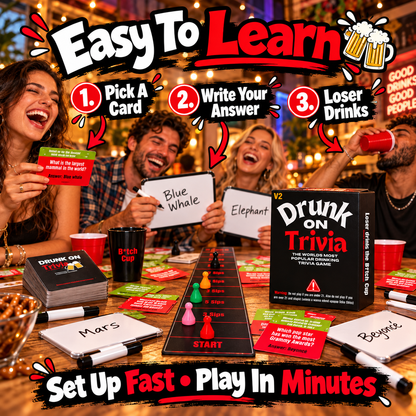 Drunk On Trivia 500-Question Adult Party Game for Game Nights, Birthdays & Friends