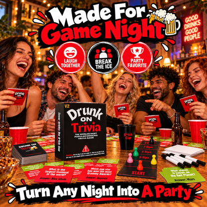 Drunk On Trivia 500-Question Adult Party Game for Game Nights, Birthdays & Friends