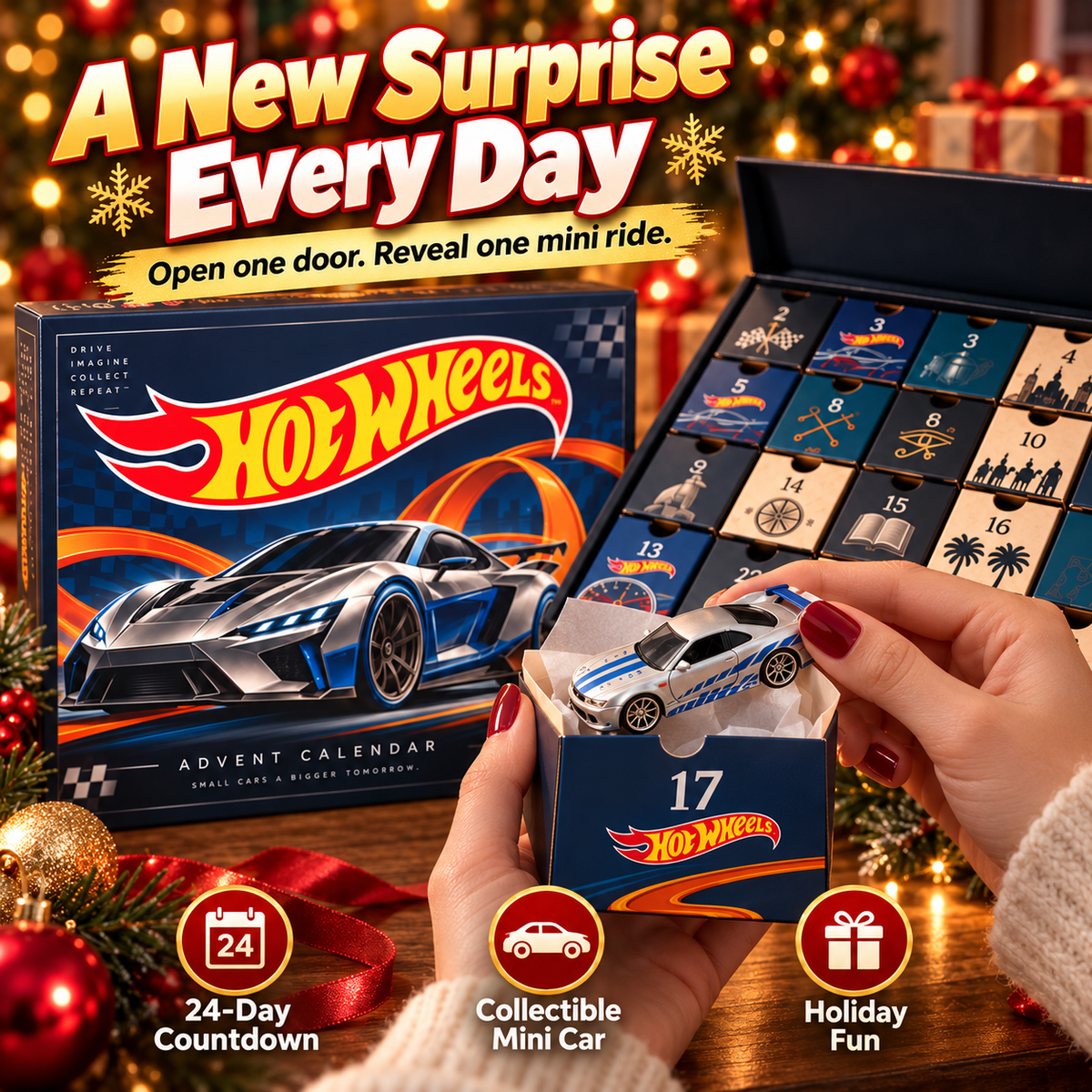Wheels Advent Calendar 24-Day Christmas Countdown Gift