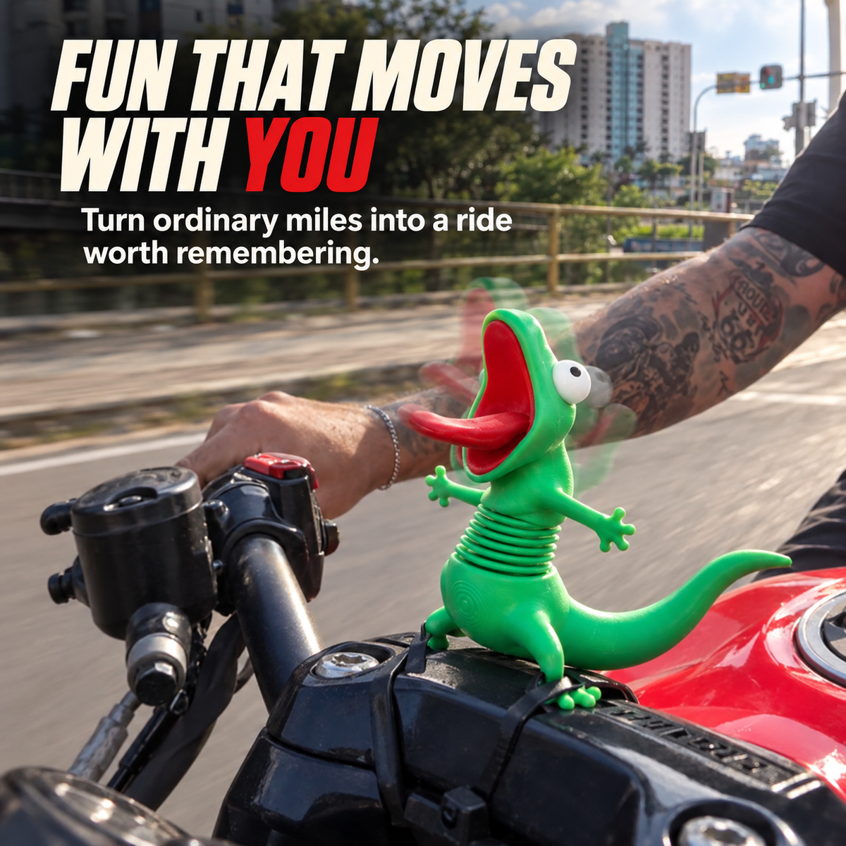 Funny Wobbling Spring Lizard Motorcycle Decoration Moving Rider Companion Gift