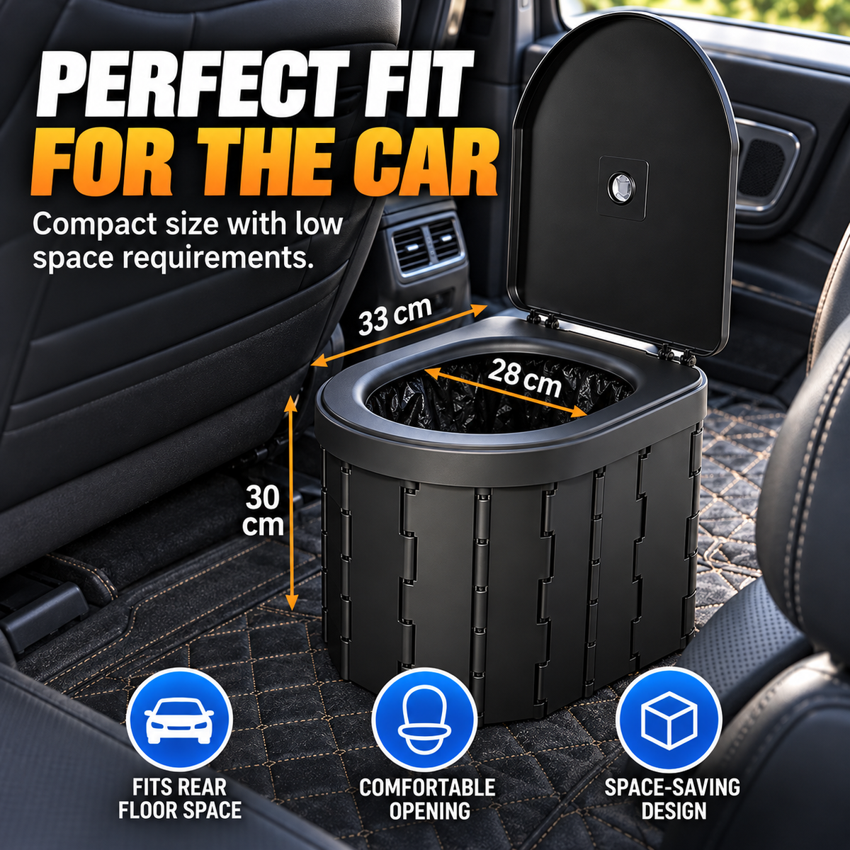 Portable Folding Car Toilet Compact Travel & Camping Emergency Toilet