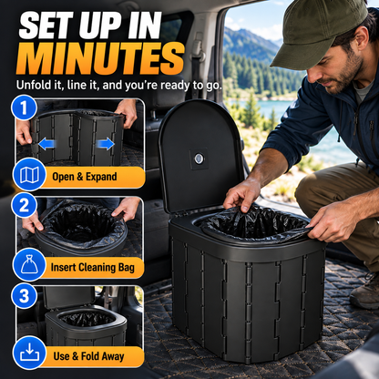 Portable Folding Car Toilet Compact Travel & Camping Emergency Toilet