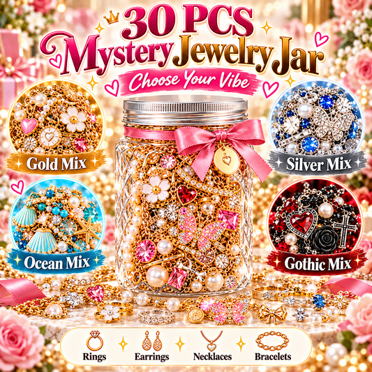 30-Piece Mystery Jewelry Jar Surprise Rings, Earrings, Necklaces & Bracelets | 4 Style Themes