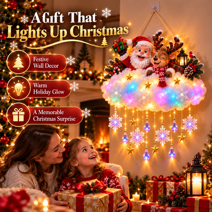 Light-Up Christmas Cloud Hanging Decor Santa & Winter Village Holiday Display