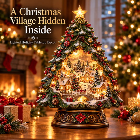 Christmas Tree Keeper Hidden Village Lighted Tabletop Decor