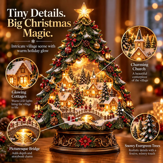 Christmas Tree Keeper Hidden Village Lighted Tabletop Decor