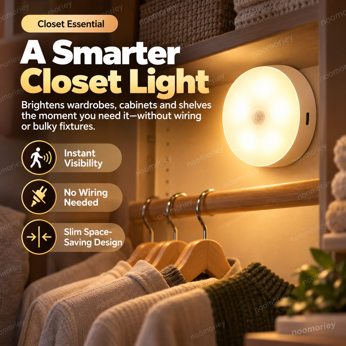 💡 Smart Motion Sensor LED Light – Rechargeable Magnetic Night Light with Automatic On/Off