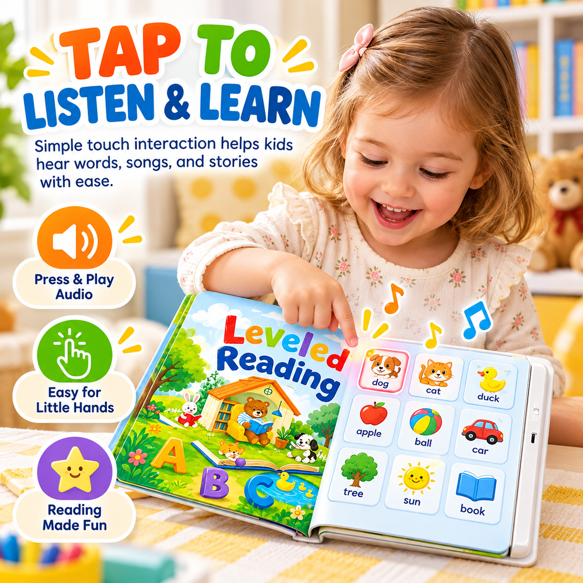 Interactive Leveled Reading Sound Book 17 Stories & 200+ Words