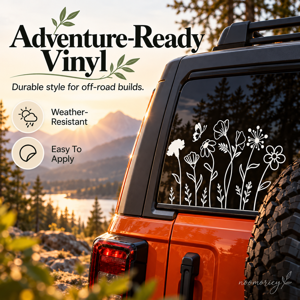 Boho Wildflower Car Decals Waterproof & Sun-Resistant Floral Stickers