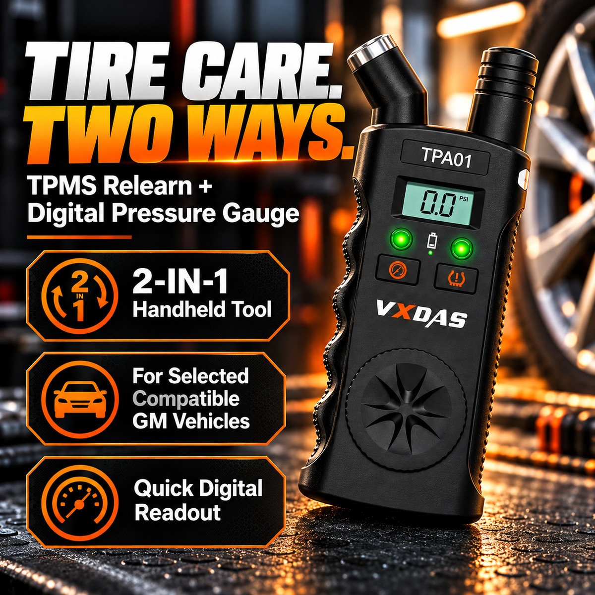 2-in-1 TPMS Relearn Tool with Digital Tire Pressure Check
