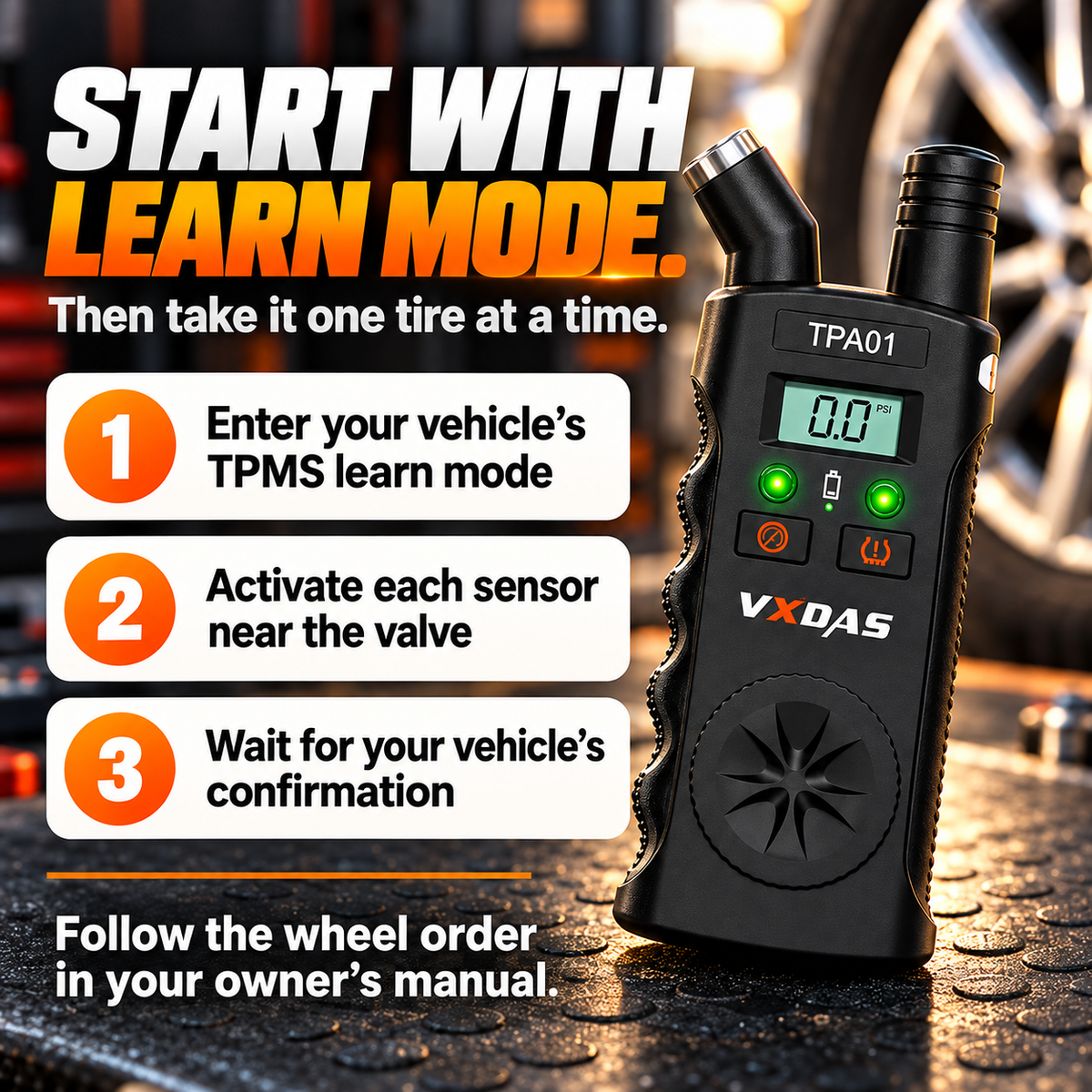 2-in-1 TPMS Relearn Tool with Digital Tire Pressure Check