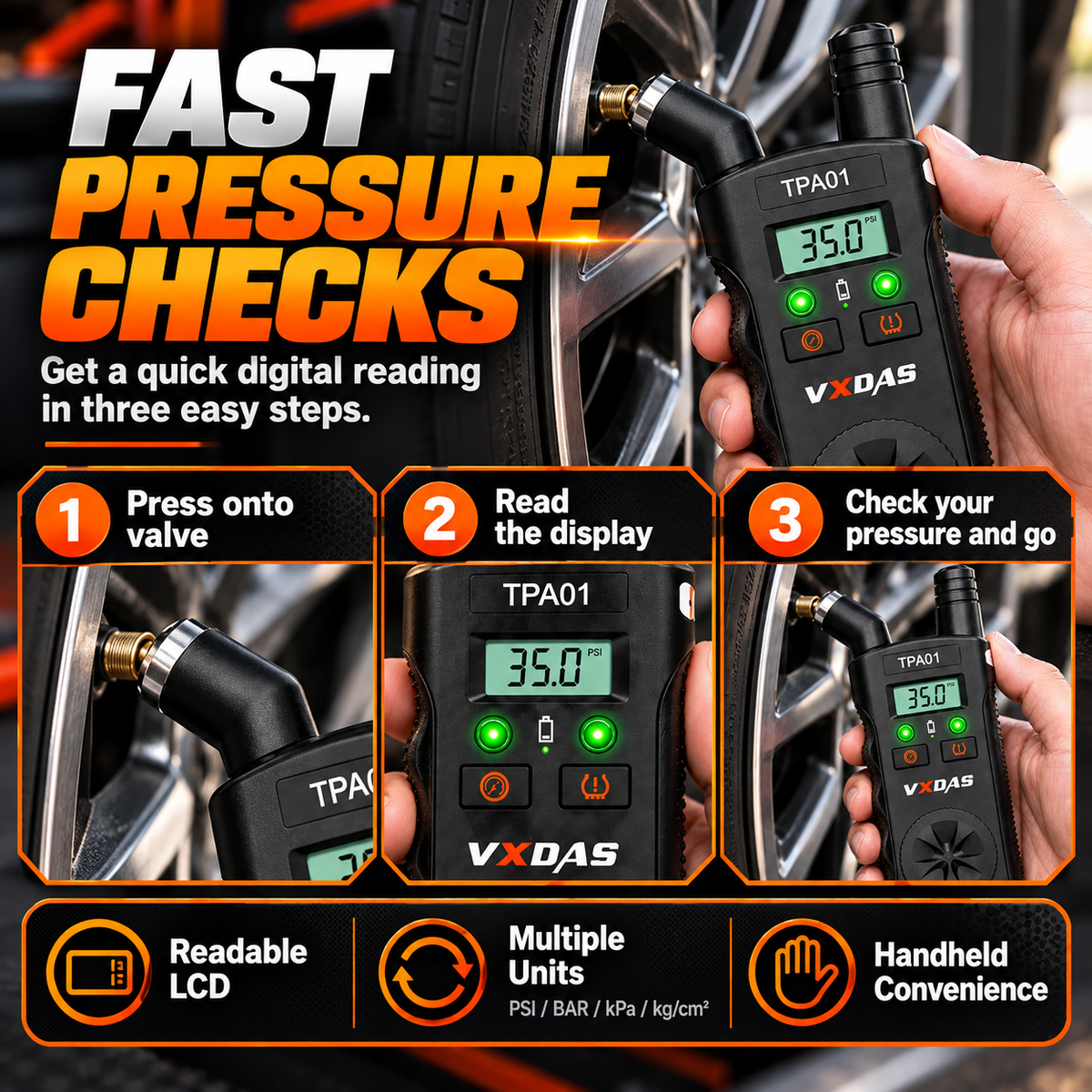 2-in-1 TPMS Relearn Tool with Digital Tire Pressure Check