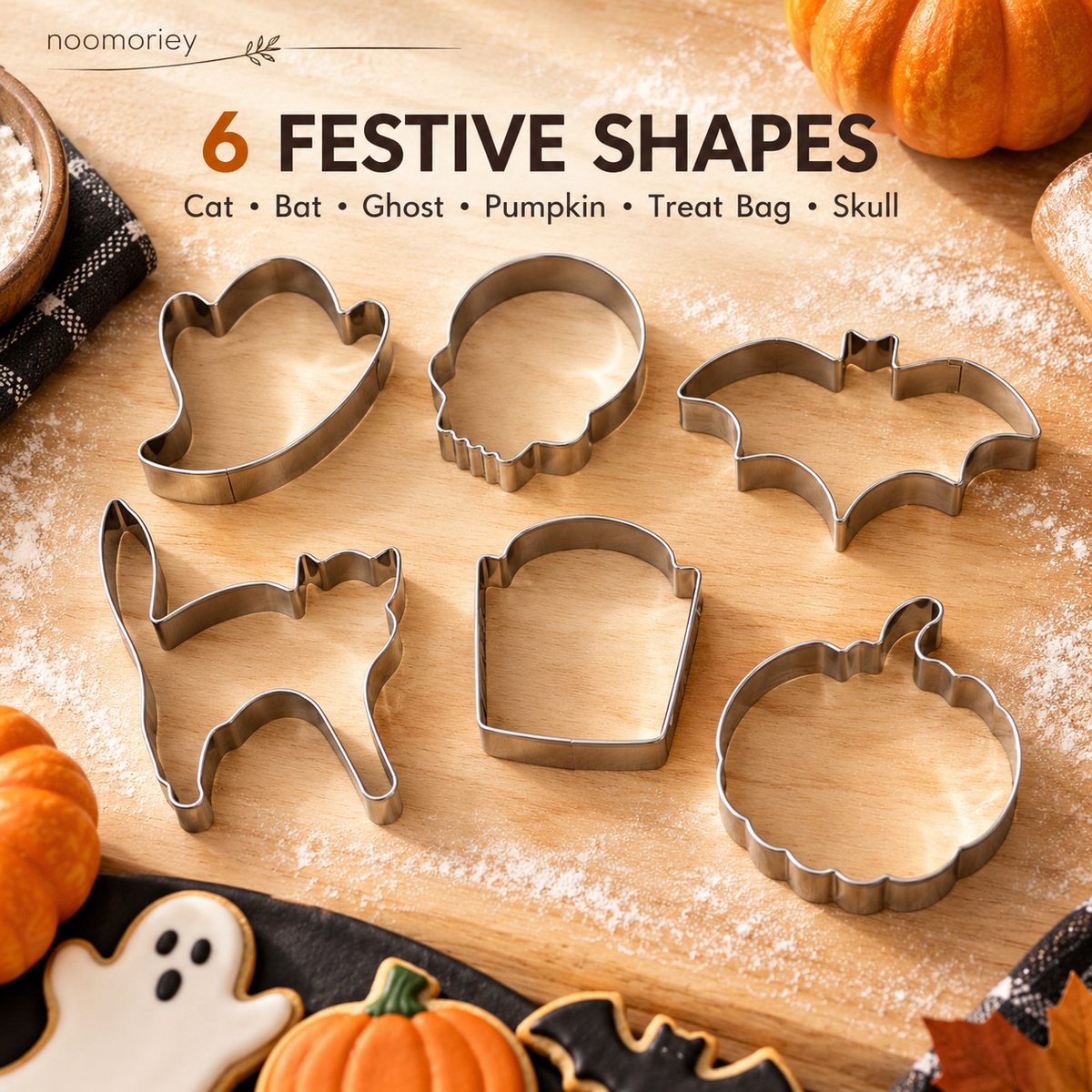 DIY Baking Mold Set-6 PCS Christmas & Halloween Stainless Steel Cookie Cutters