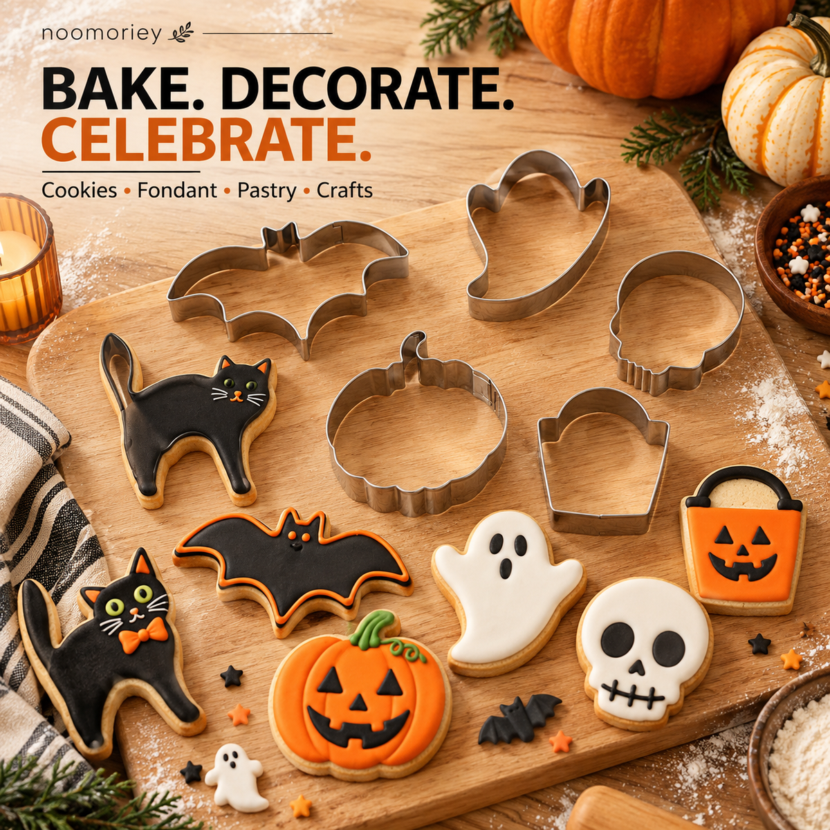 6 PCS Christmas & Halloween Stainless Steel Cookie Cutters – DIY Baking Mold Set！！！