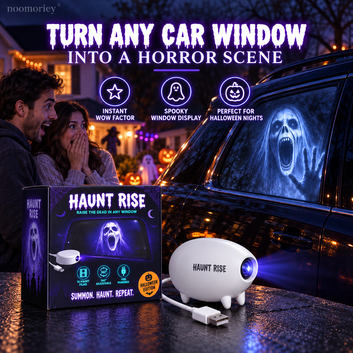 Halloween Window Projector 12 Spooky Films USB Powered Holiday Decor