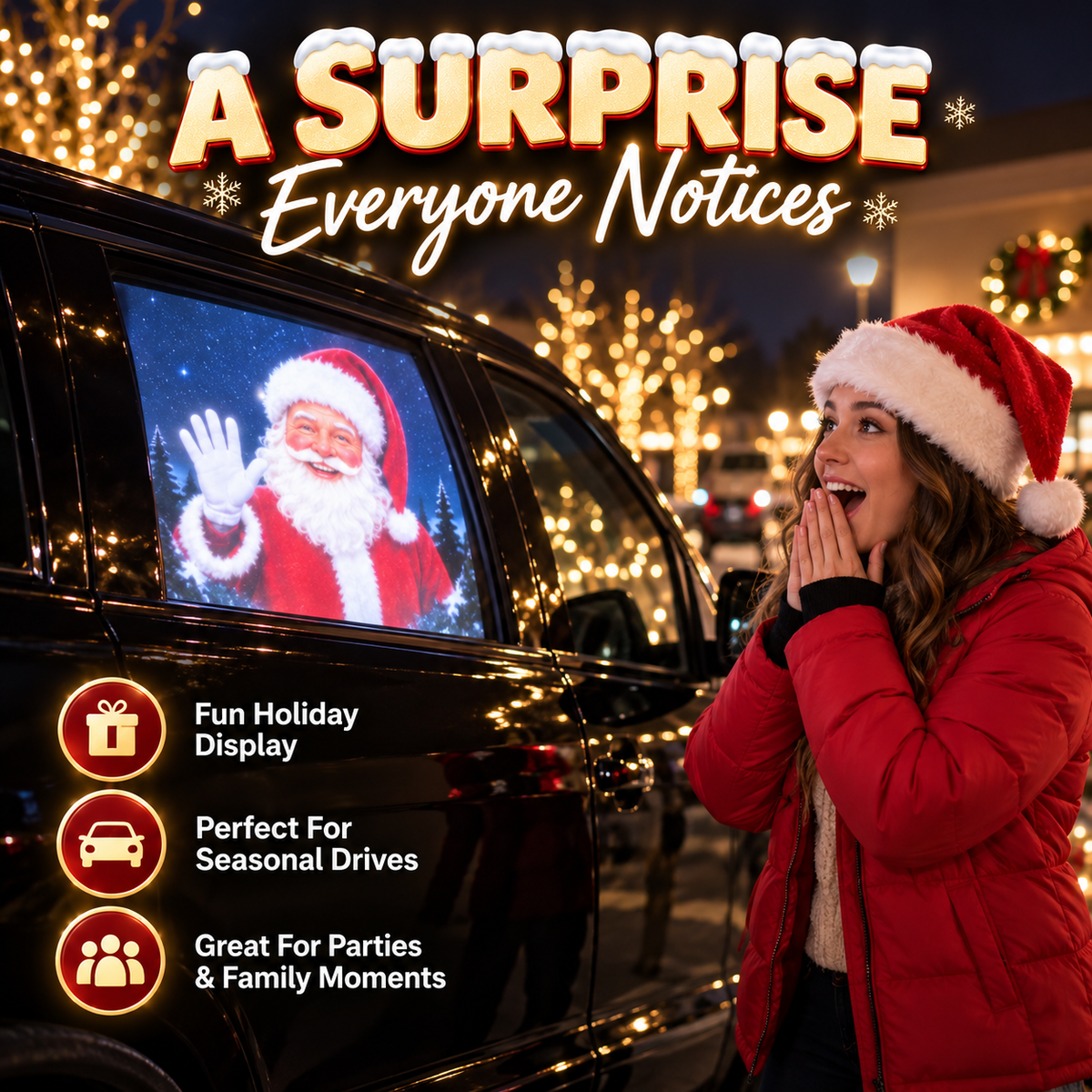 Santa Beam Christmas Car Projector USB Holiday Projection Light with 6 Santa Films
