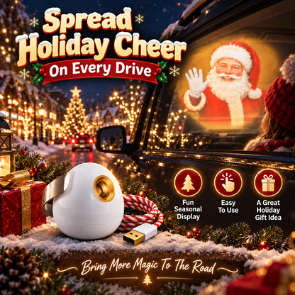 Santa Beam Christmas Car Projector USB Holiday Projection Light with 6 Santa Films
