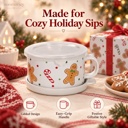 Cute Christmas Vintage Cartoon Ceramic Mug Cozy Holiday Coffee & Tea Cup, Adorable Retro Gift for Christmas