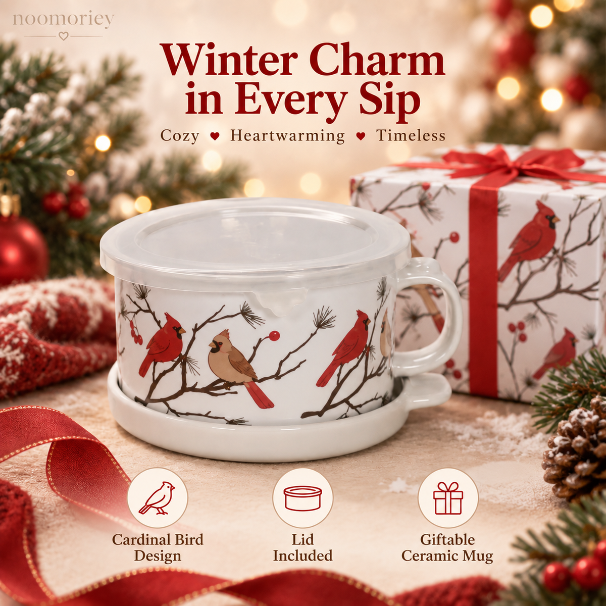 Cute Christmas Vintage Cartoon Ceramic Mug Cozy Holiday Coffee & Tea Cup, Adorable Retro Gift for Christmas