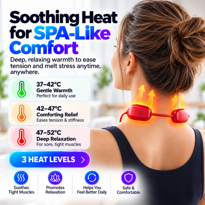 Mini Necklace-Style Neck Massager 4 Modes, 9 Intensity Levels, 3 Heat Settings, Smart Dual-Pulse Pendant Design!