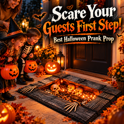 Halloween 3D Pit Illusion Welcome Mat - Non-Slip Horror Door Mat
