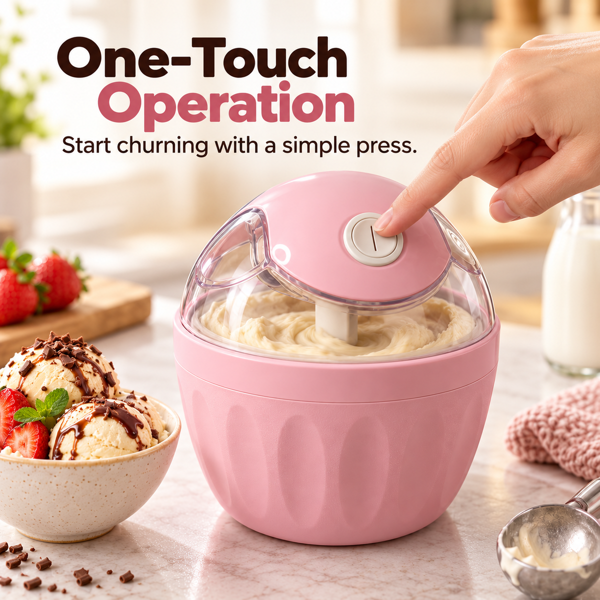 Mini Homemade Ice Cream Maker One-Touch Dessert Night Essential