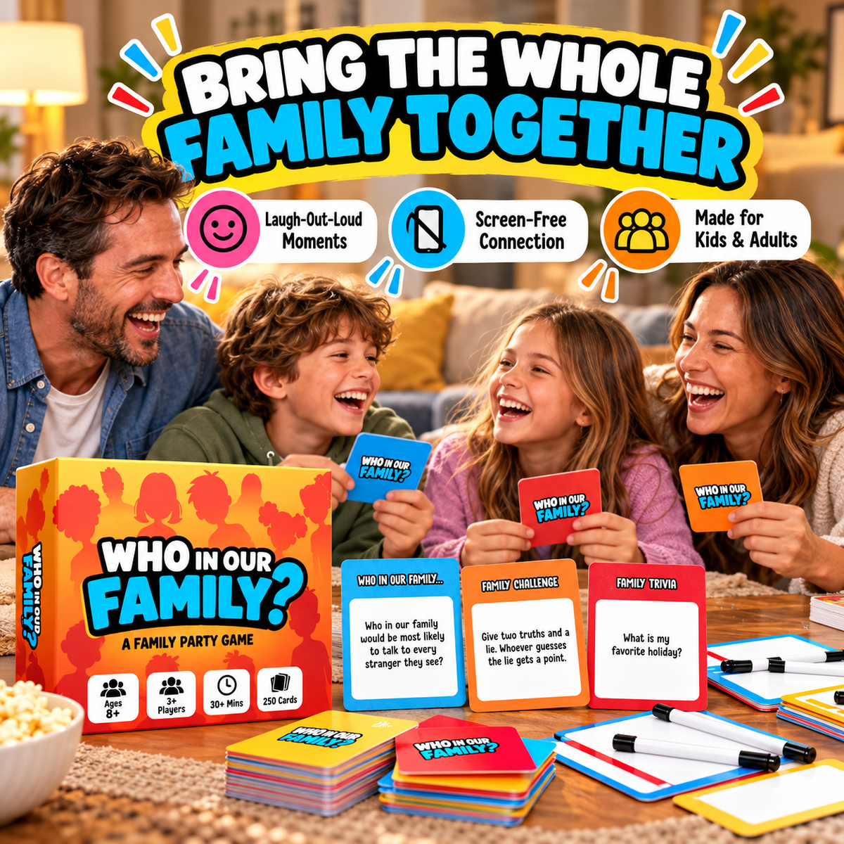 "Who In Our Family?" Hilarious Party Game for Family Game Night