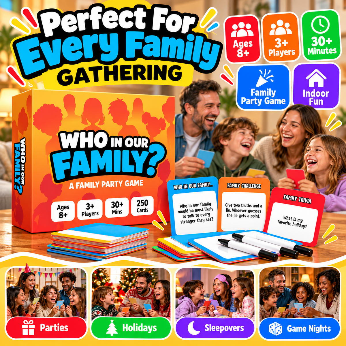 "Who In Our Family?" Hilarious Party Game for Family Game Night