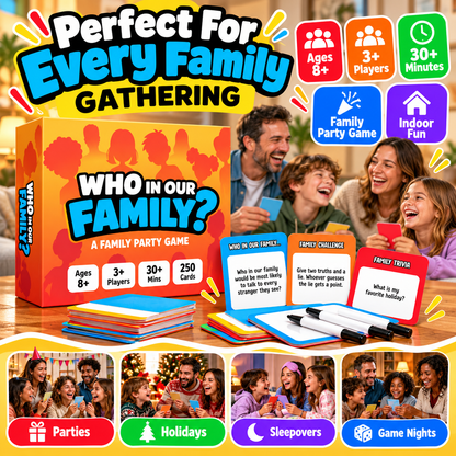 "Who In Our Family?" Hilarious Party Game for Family Game Night