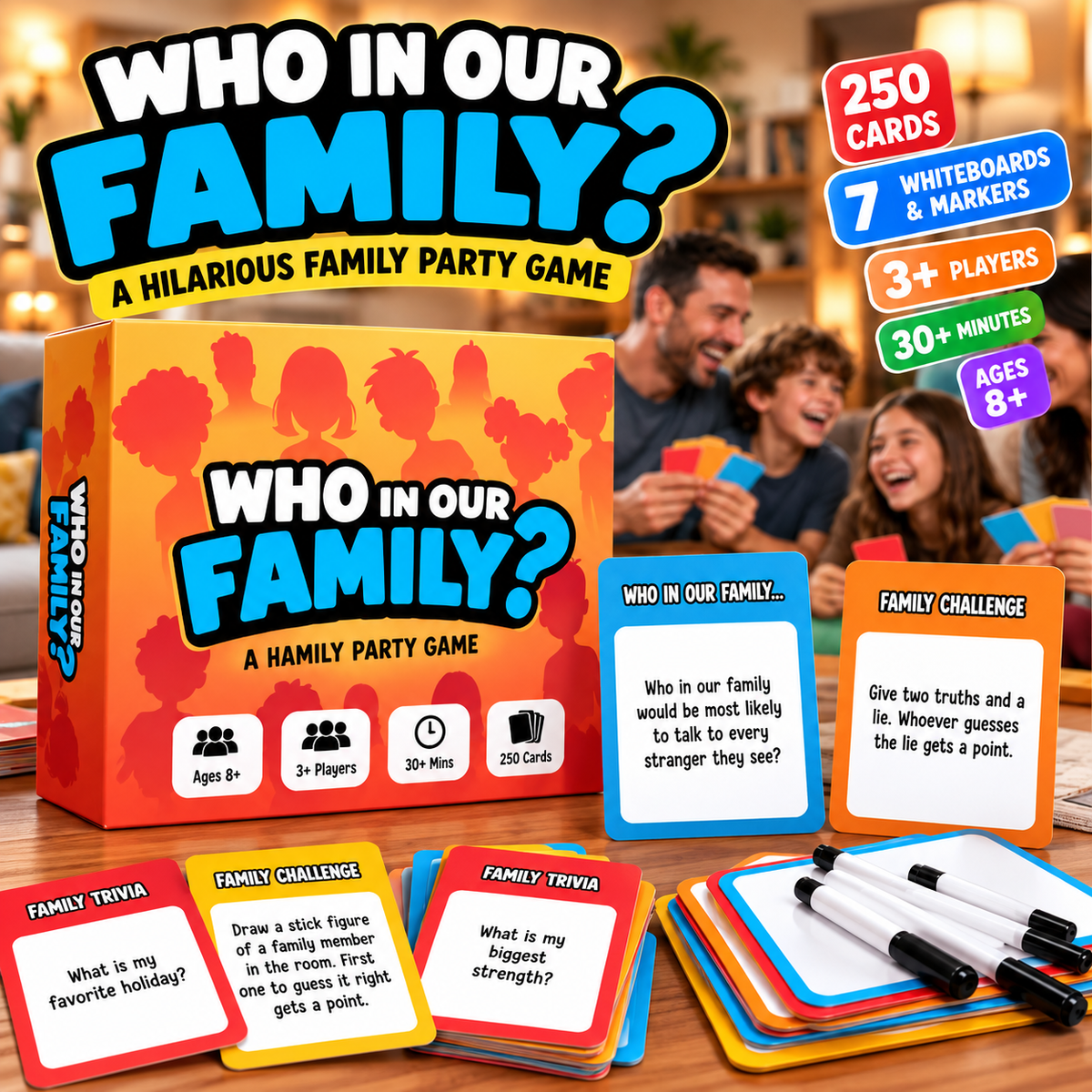 "Who In Our Family?" Hilarious Party Game for Family Game Night
