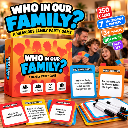 "Who In Our Family?" Hilarious Party Game for Family Game Night