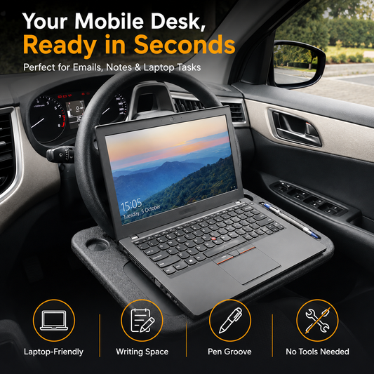 2-in-1 Steering Wheel Tray Work, Eat & Stay Organized On the Go