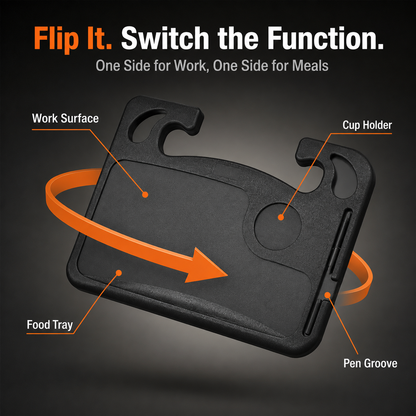 2-in-1 Steering Wheel Tray Work, Eat & Stay Organized On the Go