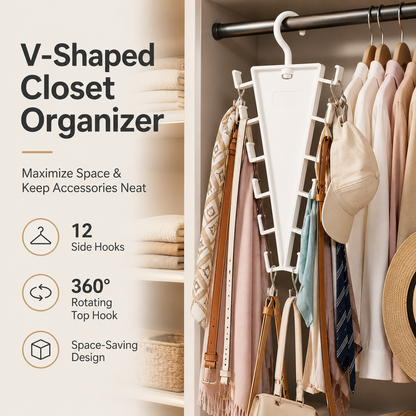 12-Hook V-Shaped Closet Organizer Save Space & Organize More