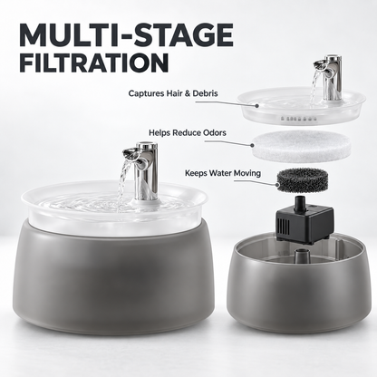 Cat Water Fountain with Filter Whisper-Quiet Wireless Pump for Fresh, Clean Water