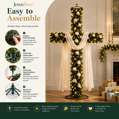 ✝️ Lighted Christmas Cross Tree – Keep Christ at the Center of Christmas