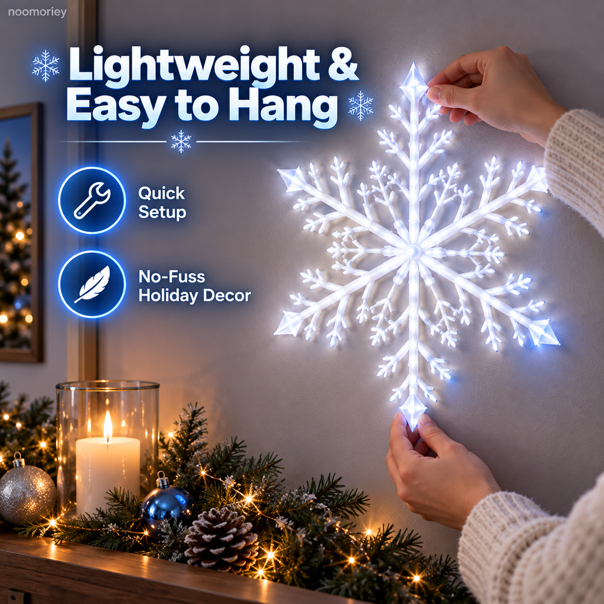 ❄️ LED Snowflake Wall Lights  – Blue & White Christmas Holiday Decor！！！