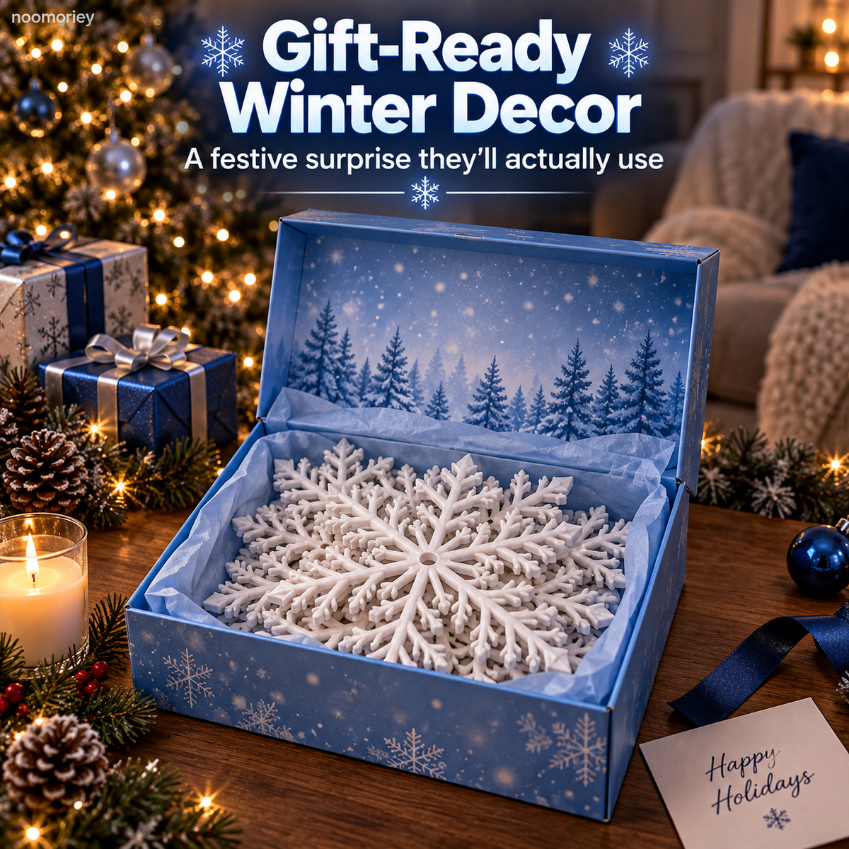 ❄️ LED Snowflake Wall Lights  – Blue & White Christmas Holiday Decor！！！