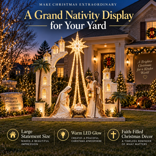 Illuminated Nativity Star Display | Holy Family Christmas D cor