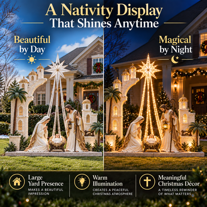 Illuminated Nativity Star Display | Holy Family Christmas D cor