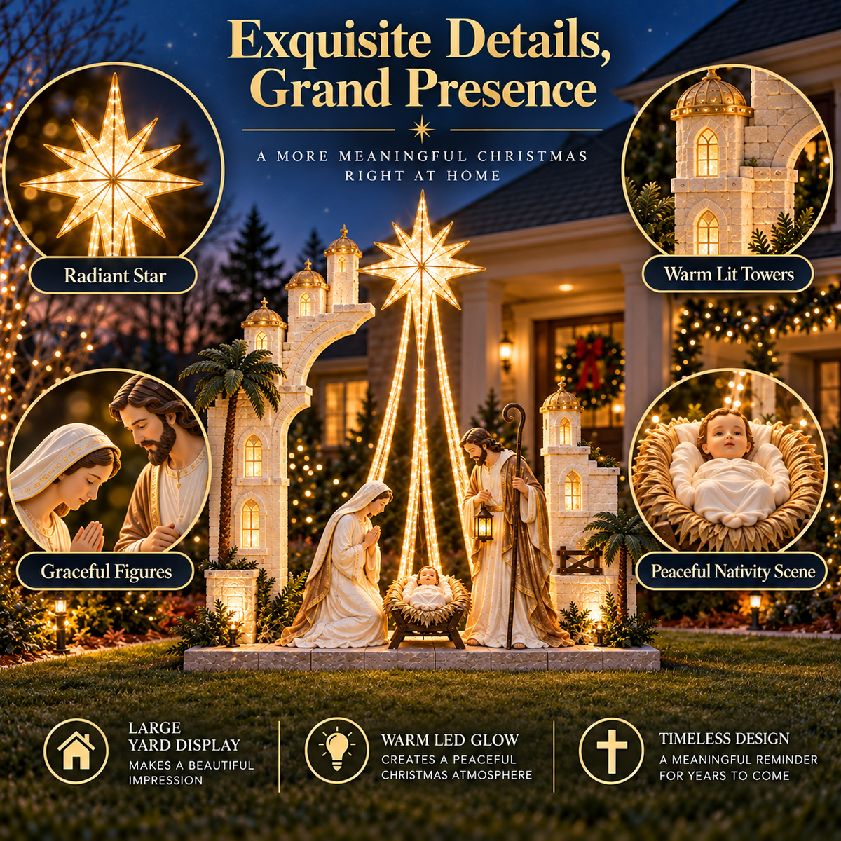 Illuminated Nativity Star Display | Holy Family Christmas D cor